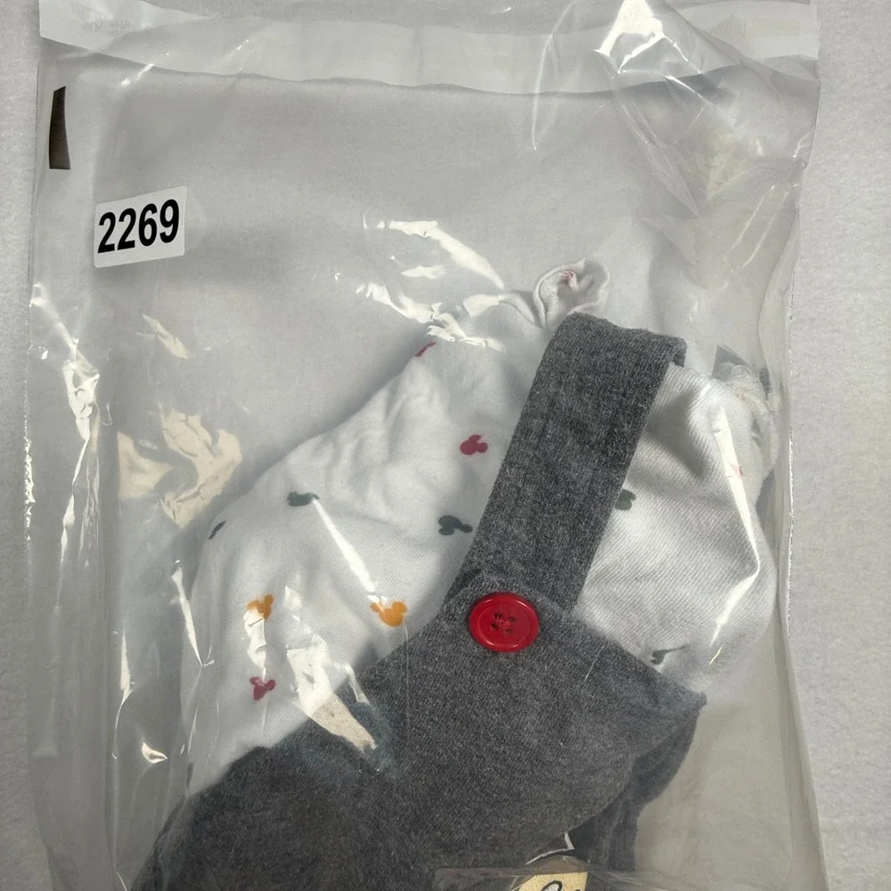 Disney Baby Mickey Mouse‎ Outfit Set Bodysuit & Overalls Gray 18 Months